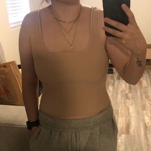 Nude ribbed tank top